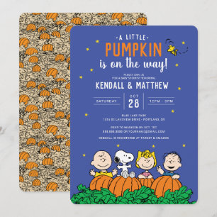 Charlie Brown and Gang Pumpkin Baby Shower Invitation