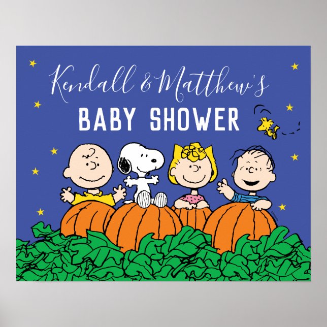 Charlie Brown and Gang Pumpkin Baby Shower Poster (Front)