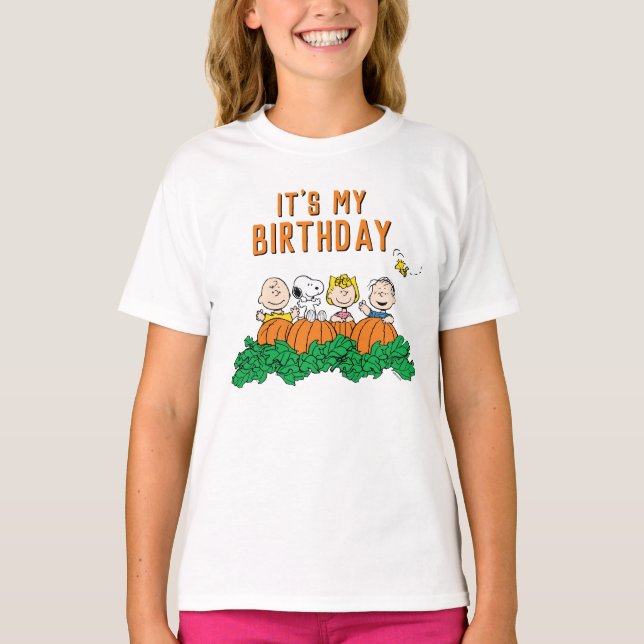 Charlie Brown and Gang Pumpkin Birthday T-Shirt (Front)