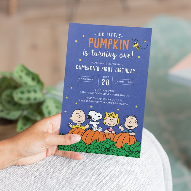Charlie Brown and Gang Pumpkin First Birthday Invitation (Creator Uploaded)