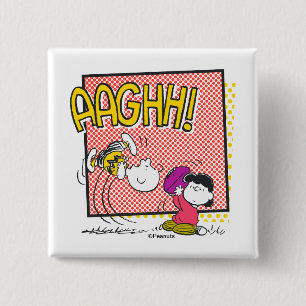 Charlie Brown and Lucy Football Comic Graphic 15 Cm Square Badge