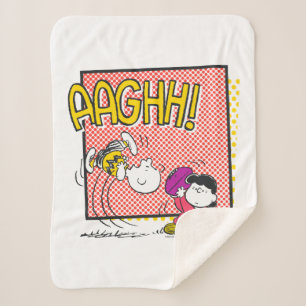 Charlie Brown and Lucy Football Comic Graphic Sherpa Blanket