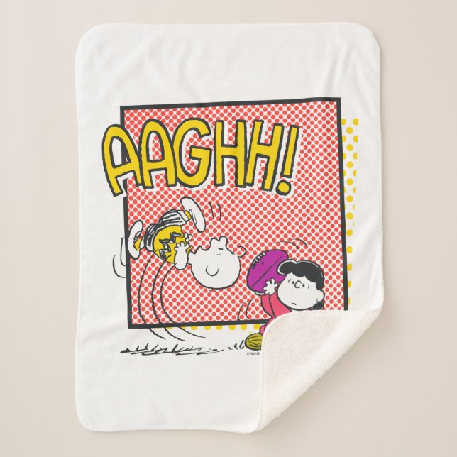 Charlie Brown and Lucy Football Comic Graphic Sherpa Blanket (Front)
