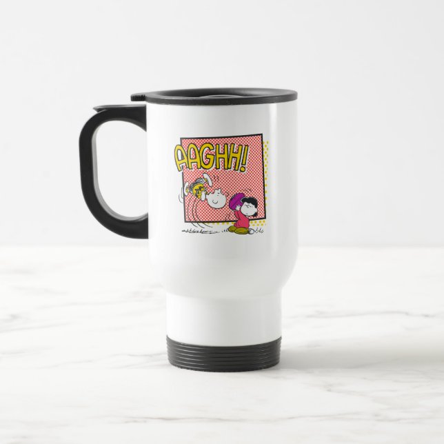 Charlie Brown and Lucy Football Comic Graphic Travel Mug (Left)