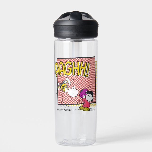 Charlie Brown and Lucy Football Comic Graphic Water Bottle (Front)