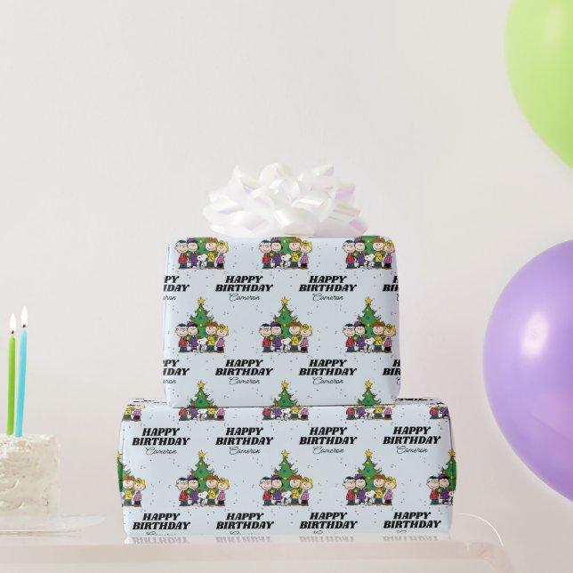 Charlie Brown Christmas Birthday | Add Your Name Wrapping Paper (Party Gifts)