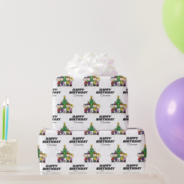 Charlie Brown Christmas Birthday | Add Your Name Wrapping Paper (Party Gifts)