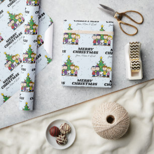 Charlie Brown & Friends Christmas   Add Your Name Wrapping Paper