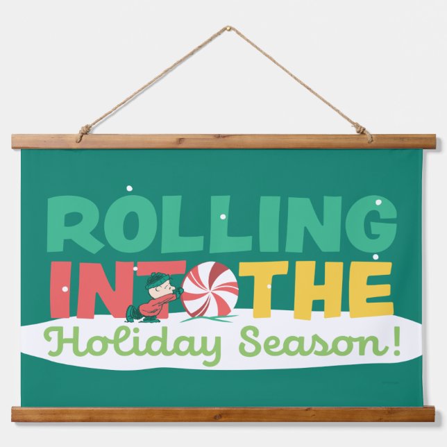 Charlie Brown | Rolling Into the Holiday Season Hanging Tapestry (Front)