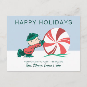 Charlie Brown   Rolling Into the Holiday Season Postcard