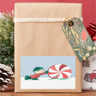 Charlie Brown Rolling Into the Holiday Season Rectangular Sticker