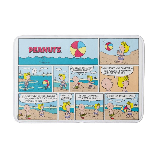 Charlie Brown & Sally At The Beach Bath Mat (Front)
