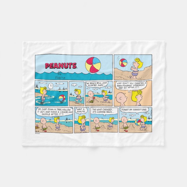 Charlie Brown & Sally At The Beach Fleece Blanket (Front (Horizontal))