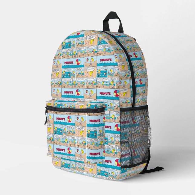 Charlie Brown & Sally At The Beach Printed Backpack (Back Corner Right)
