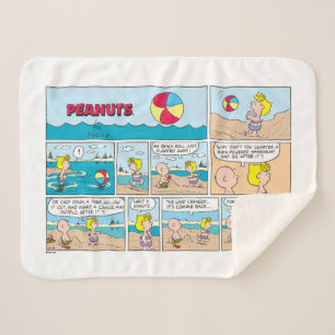 Charlie Brown & Sally At The Beach Sherpa Blanket