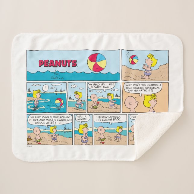 Charlie Brown & Sally At The Beach Sherpa Blanket (Front (Horizontal))