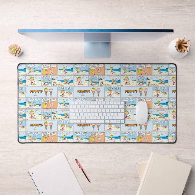 Charlie Brown & Sally Ice Cream At The Beach Desk Mat (Office 1)