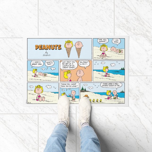 Charlie Brown & Sally Ice Cream At The Beach Doormat (Indoor)