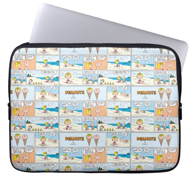 Charlie Brown & Sally Ice Cream At The Beach Laptop Sleeve (Front)