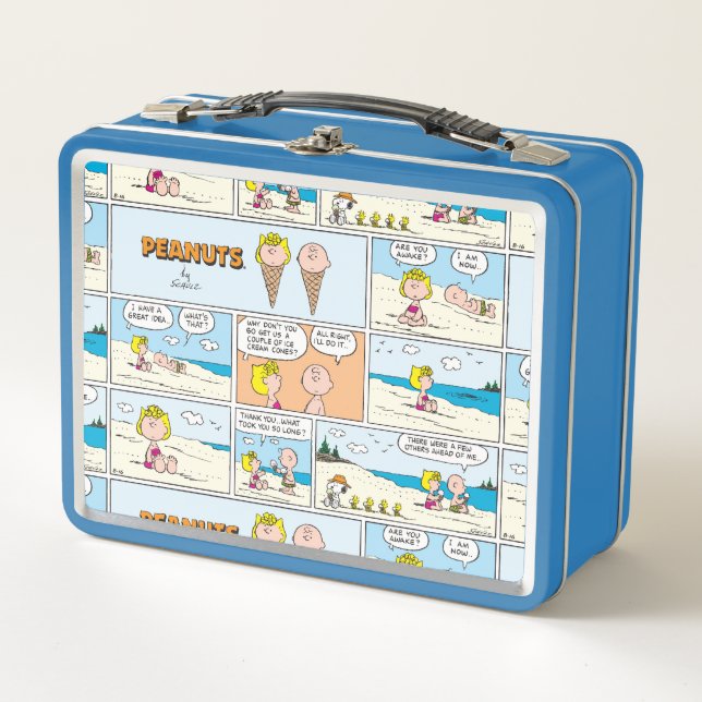 Charlie Brown & Sally Ice Cream At The Beach Metal Lunch Box (Front)