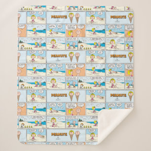 Charlie Brown & Sally Ice Cream At The Beach Sherpa Blanket