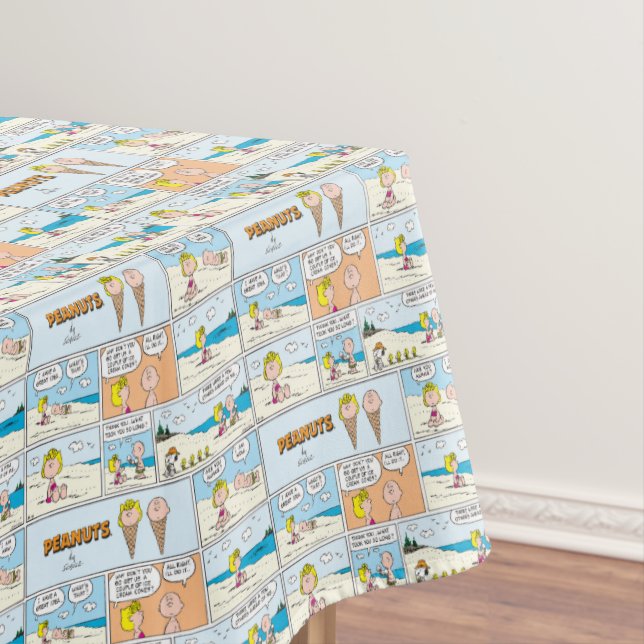 Charlie Brown & Sally Ice Cream At The Beach Tablecloth (In Situ)