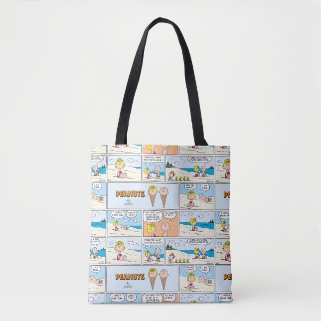 Charlie Brown & Sally Ice Cream At The Beach Tote Bag (Front)