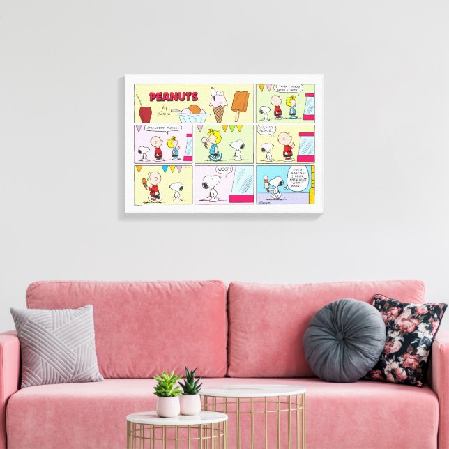 Charlie Brown, Snoopy & Sally | Ice Cream Canvas Print (Insitu(LivingRoom))