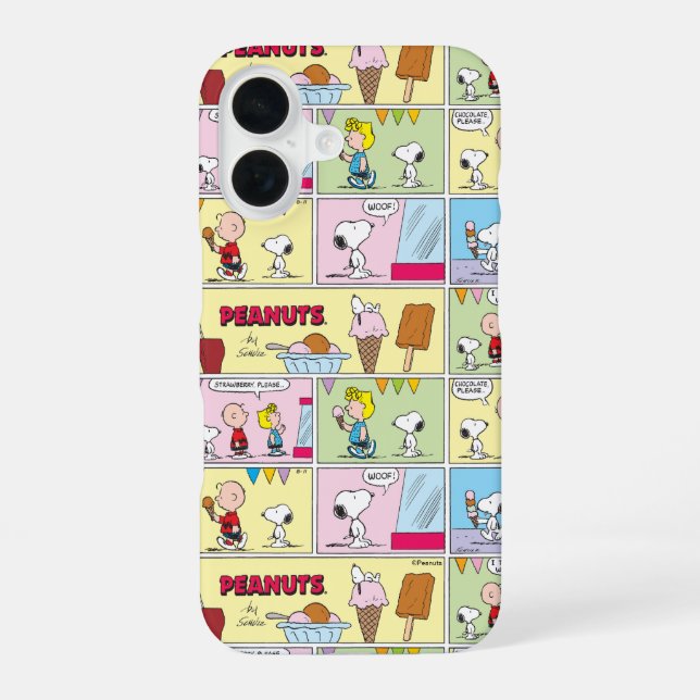 Charlie Brown, Snoopy & Sally | Ice Cream iPhone 16 Case (Back)