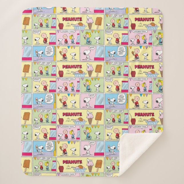 Charlie Brown, Snoopy & Sally | Ice Cream Sherpa Blanket (Front)
