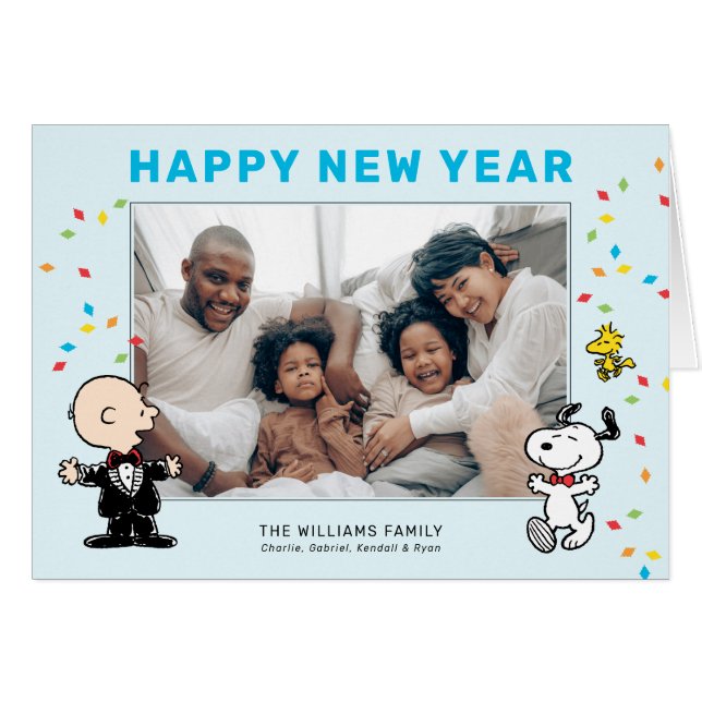 Charlie Brown, Snoopy & Woodstock Happy New Year (Front Horizontal)