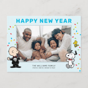 Charlie Brown, Snoopy & Woodstock Happy New Year Holiday Postcard