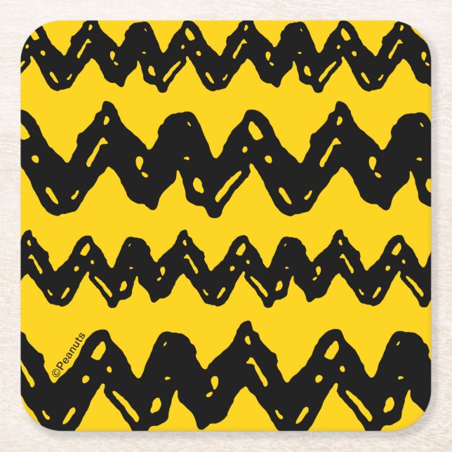 Charlie Brown Zig Zag Pattern Square Paper Coaster (Front)