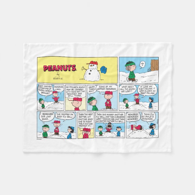 Charlie Brown's Baseball Memories Fleece Blanket (Front (Horizontal))