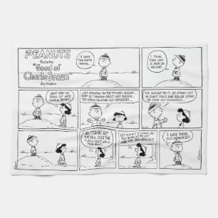Charlie Brown's Memories At The Pitcher's Mound Tea Towel