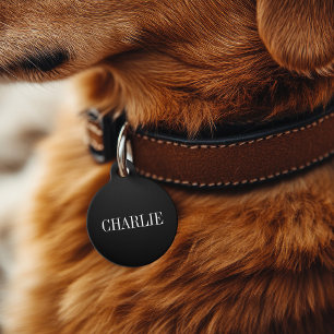 Charlie Classic Name Monogram Black Pet Tag