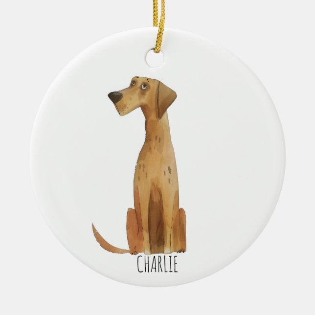 Charlie Dog Ceramic Tree Decoration (Front)