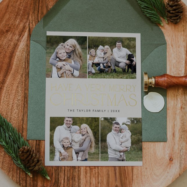CHARLIE Gold Foil Family Multi Photo Christmas Foil Holiday Card (CHARLIE Gold Foil Family Multi Photo Christmas Foil Holiday Card)