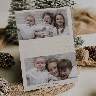 CHARLIE Gold Foil Photo Fun Merry Merry Christmas Foil Holiday Card