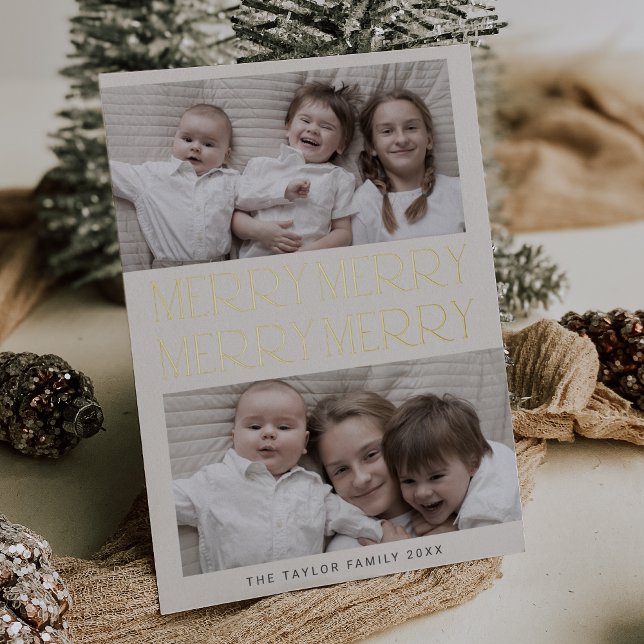 CHARLIE Gold Foil Photo Fun Merry Merry Christmas Foil Holiday Card (CHARLIE Gold Foil Photo Fun Merry Merry Christmas Foil Holiday Card)