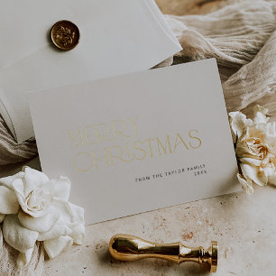 CHARLIE Gold Foil Simple Family Merry Christmas Holiday Card
