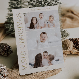 CHARLIE Gold Printable 3 Family Photo Christmas Holiday Card