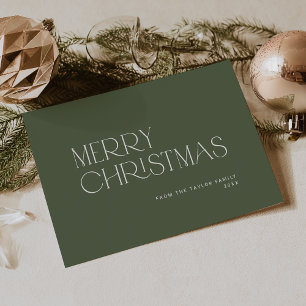 CHARLIE Green Easy Simple Family Merry Christmas Holiday Card