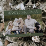 CHARLIE Green Family Photo Vintage Merry Christmas Holiday Card<br><div class="desc">CHARLIE Green Family Photo Vintage Merry Christmas Holiday Card.

Personalise the front of the card with a photo,  your family name and the year. Personalise the back with an optional holiday greeting or family news,  and your family name.</div>