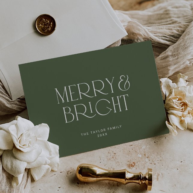 CHARLIE Green Modern Merry Bright Family Christmas Holiday Card (CHARLIE Green Modern Merry Bright Family Christmas Holiday Card)