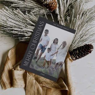 CHARLIE Grey Family Photo Boho Merry Christmas Holiday Card
