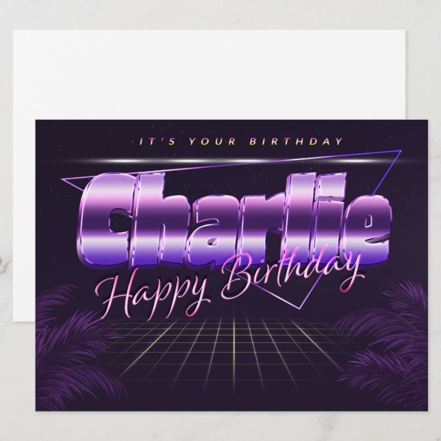 Charlie Name First name lila retro card Birthday (Front/Back)