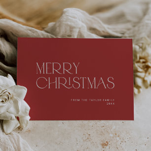 CHARLIE Red Easy Simple Family Merry Christmas Holiday Card
