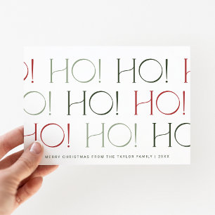 CHARLIE Red Green Fun Ho Ho Ho Family Christmas Holiday Card