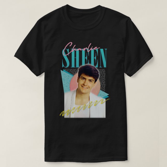 Charlie Sheen 80s Aesthetic T-Shirt (Design Front)